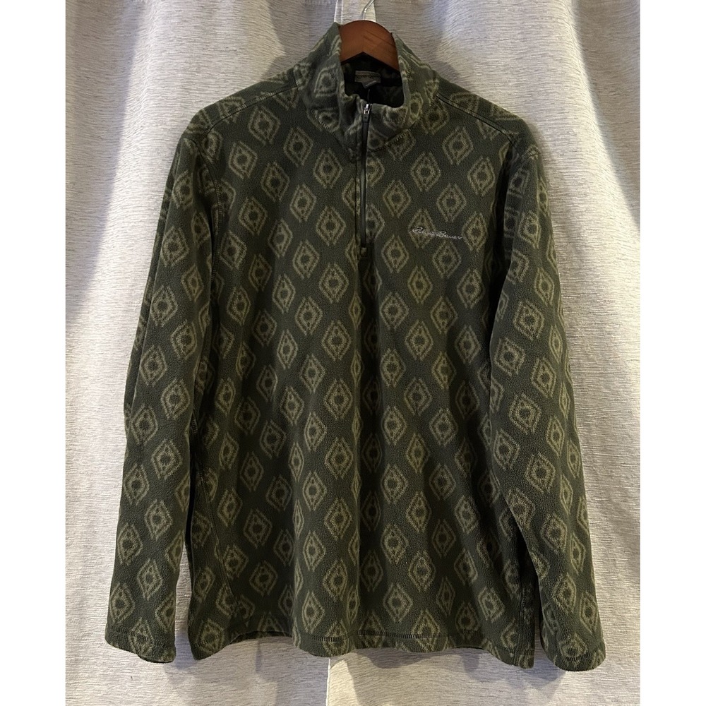 Eddie Bauer Mens Size XL Green‎ Long Sleeve Venture Fleece Pullover Shirt